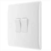 BG Nexus 2 Gang 2 Way 20A 16AX Switch White 842-01