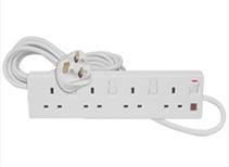 4 Gang 2 Metre 13 Amp Switched Extension Lead